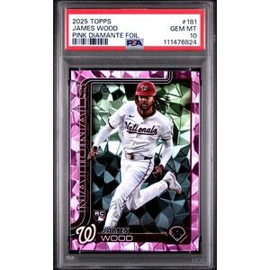 2025 Topps Series 1 - James Wood #181 Pink Diamante Foil (RC) - PSA 10 GEM POP 4